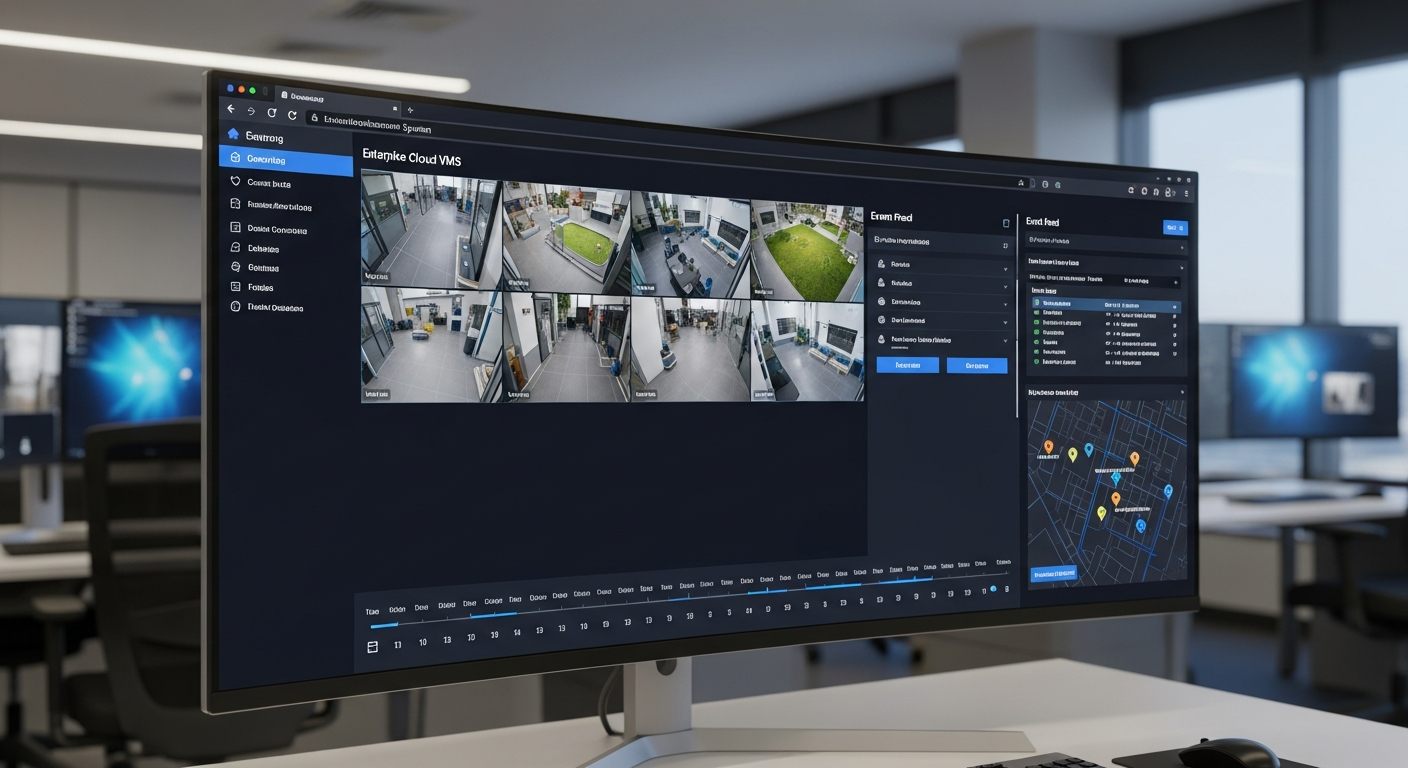iFovea Cloud Video Portal | Browser-Based Cloud Camera Management 1 iFovea cloud video portal showing multi-site camera dashboard and AI event feed