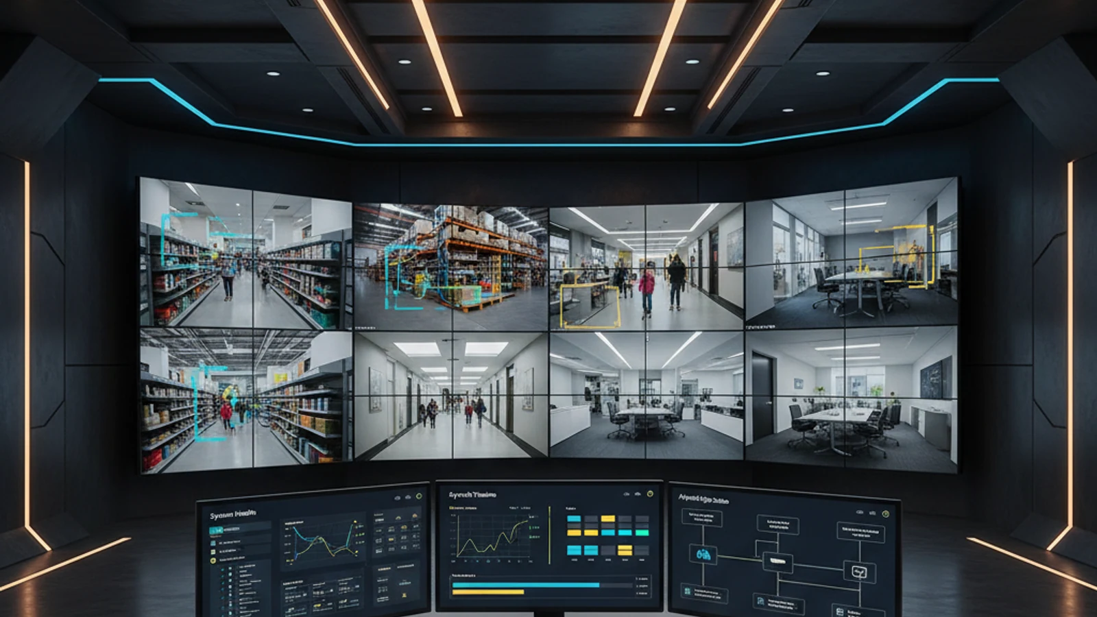 Cloud VMS & AI Video Analytics for Existing Cameras 1 Enterprise cloud VMS dashboard managing existing ONVIF cameras with AI video analytics across multiple business locations