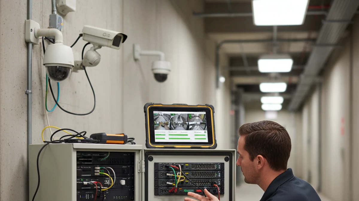 Cloud VMS & AI Video Analytics for Existing Cameras 2 Technician validating existing ONVIF cameras for cloud VMS compatibility without camera replacement