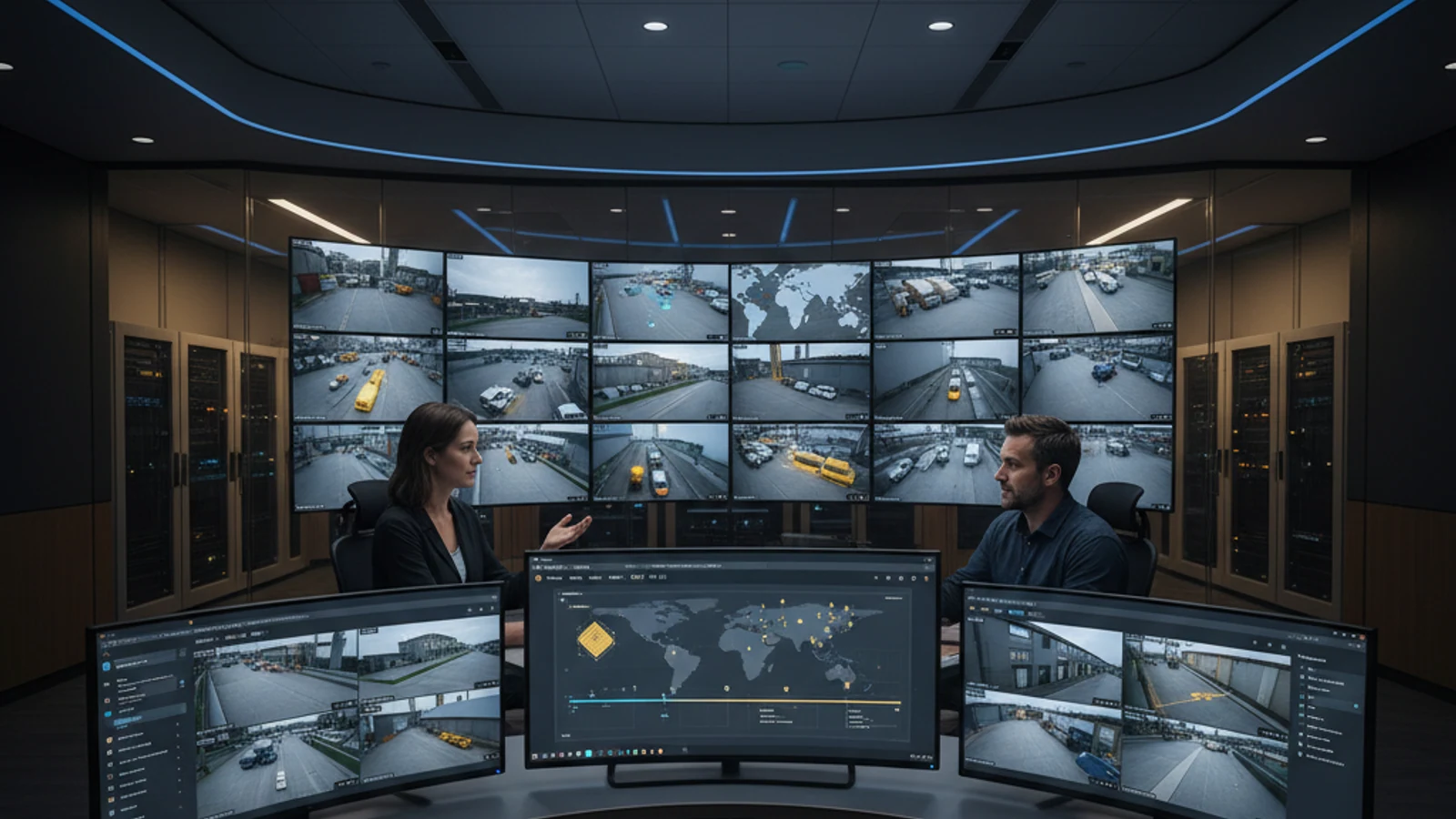 Cinematic enterprise physical security cloud surveillance visual for Support