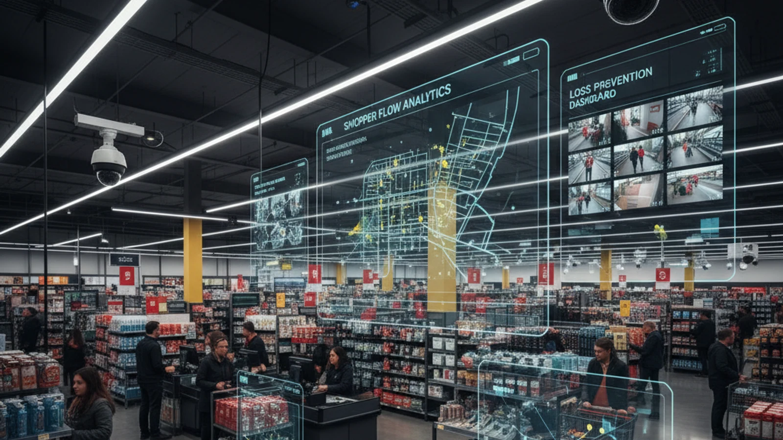 Cinematic retail cloud surveillance visual for 4 Ways Ifovea Can Help Your Retail Store This Holiday Season