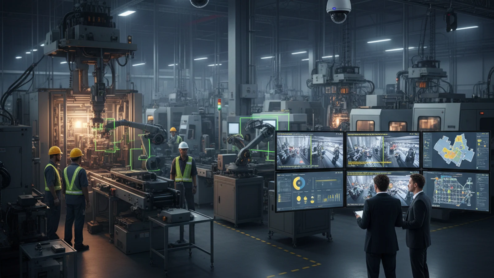 White-Label VMS Platform for Integrators | iFovea 1 Cinematic manufacturing cloud surveillance visual for White-Label VMS Platform for Integrators | iFovea