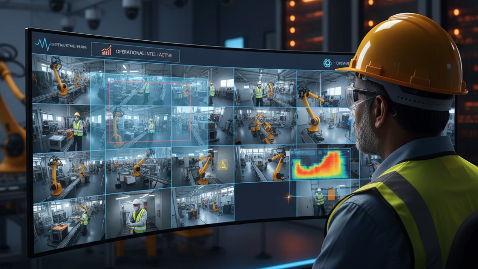 Milestone XProtect Cloud Alternative | iFovea 1 Cinematic manufacturing cloud surveillance visual for Milestone XProtect Cloud Alternative | iFovea