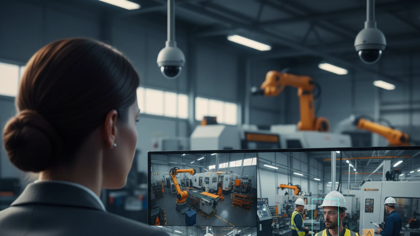 Cinematic manufacturing cloud surveillance visual for PPE Detection | Hard Hat & Safety Vest Compliance Monitoring | iFovea