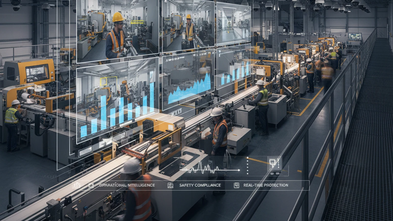 Cinematic manufacturing cloud surveillance visual for Loitering Detection | AI Suspicious Behavior Alerts | iFovea