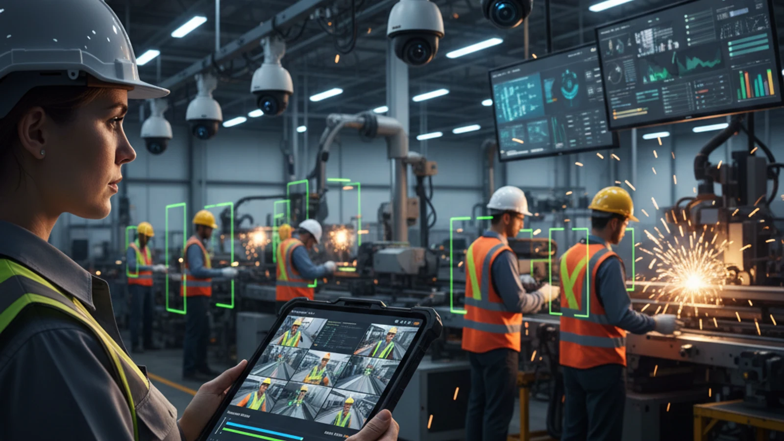 VSaaS Platform: Complete Guide to Video Surveillance as a Service 2026 | iFovea 1 Cinematic manufacturing cloud surveillance visual for VSaaS Platform: Complete Guide to Video Surveillance as a Service 2026 | iFovea