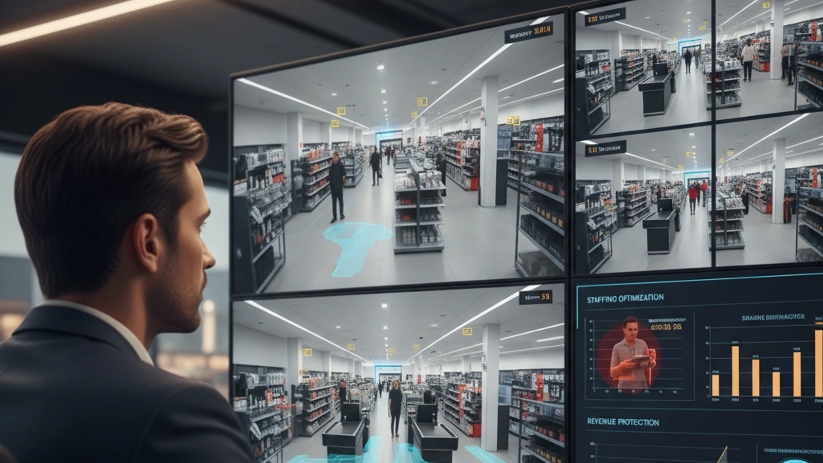 Cinematic retail cloud surveillance visual for People Counting Software: Complete Guide for Retail and Business | iFovea