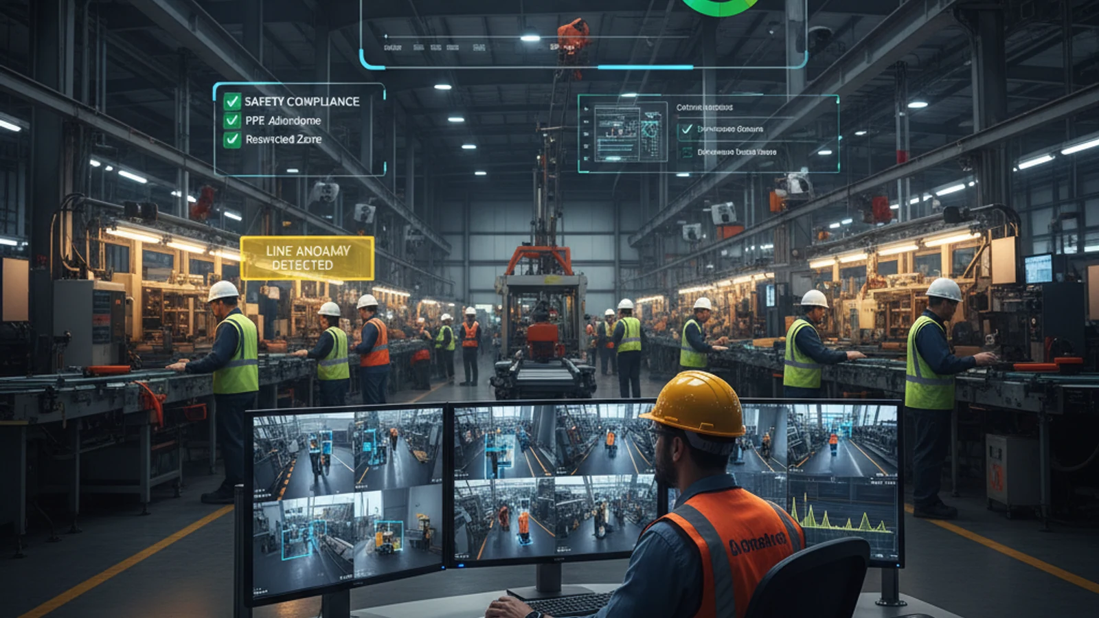 Cinematic manufacturing cloud surveillance visual for Object Detection Security Camera: AI vs. Motion Detection Guide | iFovea
