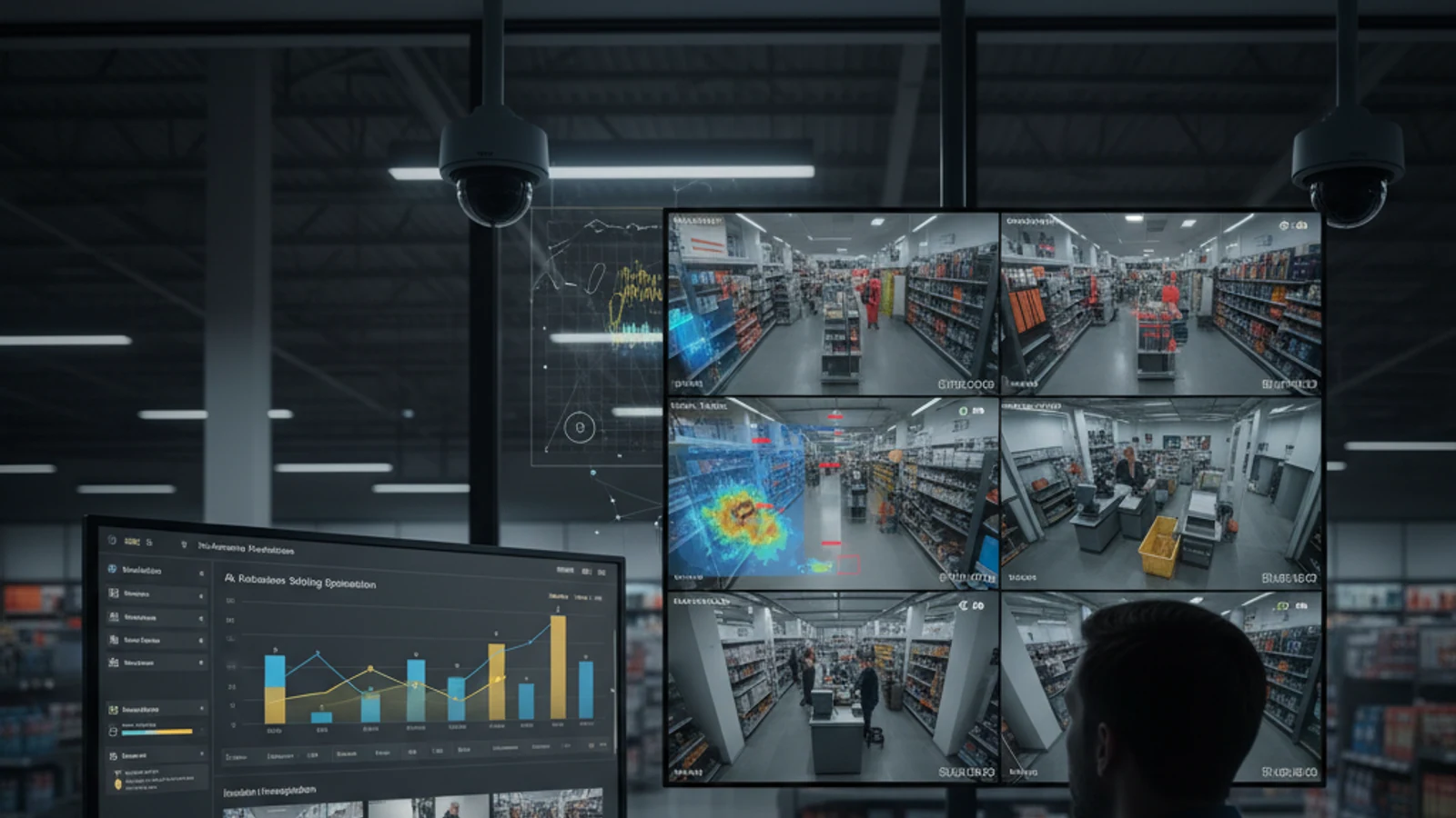 Retail Analytics Software: AI Video Intelligence for Stores | iFovea 1 Cinematic retail cloud surveillance visual for Retail Analytics Software: AI Video Intelligence for Stores | iFovea