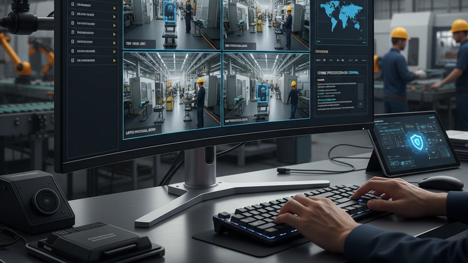 Rhombus Alternative | Enterprise Cloud Surveillance Without the Lock-In 1 Cinematic manufacturing cloud surveillance visual for Rhombus Alternative | Enterprise Cloud Surveillance Without the Lock-In