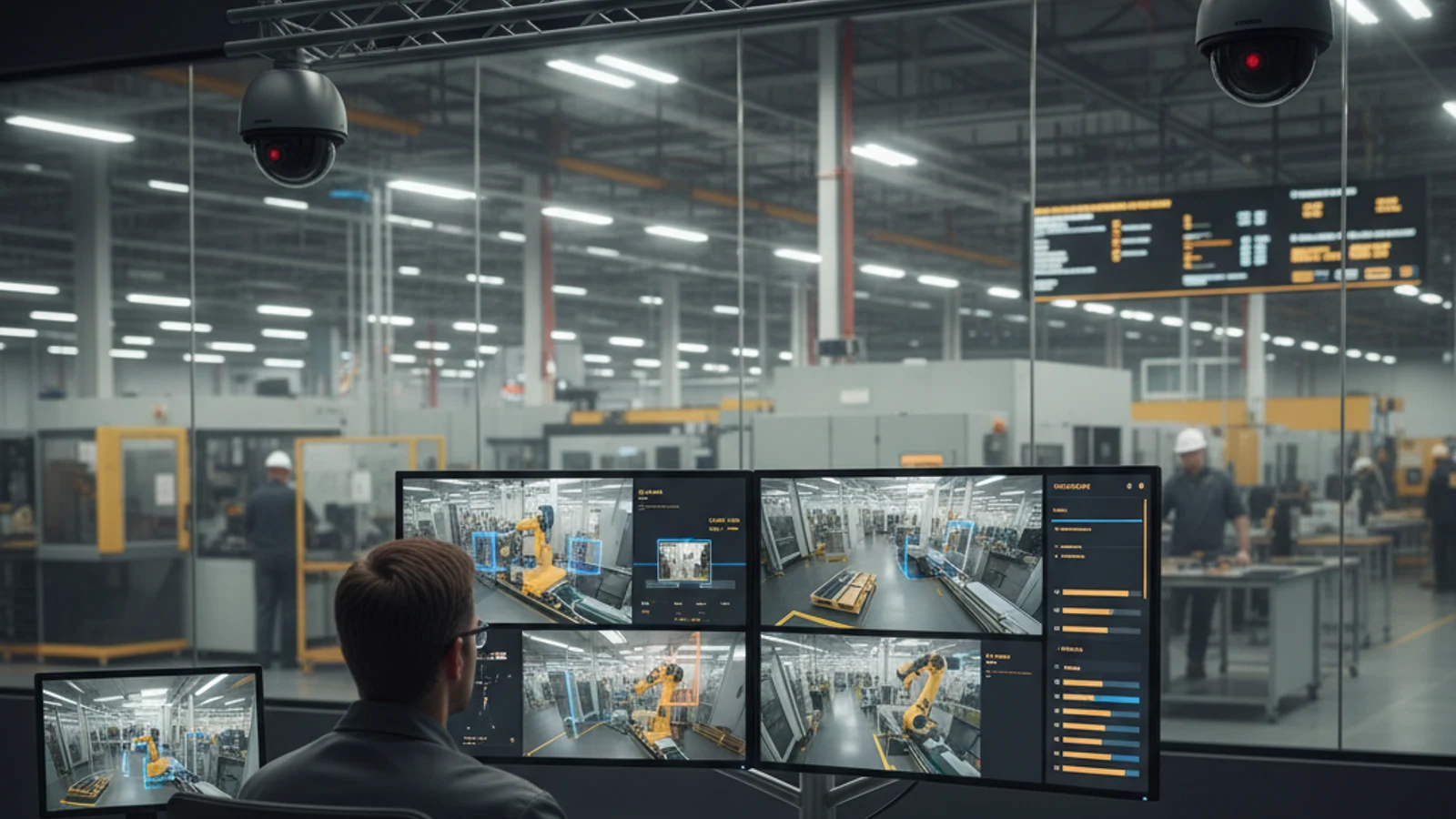Hybrid Cloud Surveillance Explained: Architecture, Advantages, and Deployment Guide 2 Cinematic manufacturing cloud surveillance visual for Hybrid Cloud Surveillance Explained: Architecture, Advantages, and Deployment Guide