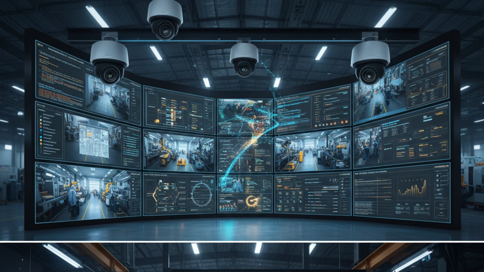 Cinematic manufacturing cloud surveillance visual for AI Cloud Surveillance for Houston Businesses | Enterprise VMS for the Houston Metro | Ifovea