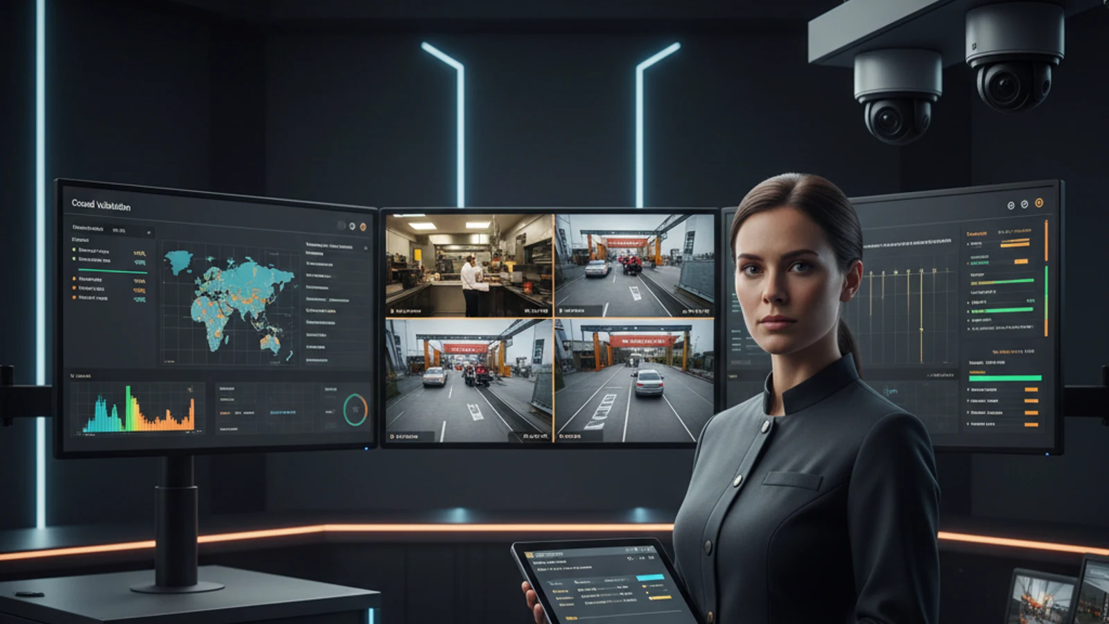 Cinematic restaurants and QSR cloud surveillance visual for AI Cloud Surveillance for Franchise Networks | Multi-Location Visibility | Ifovea