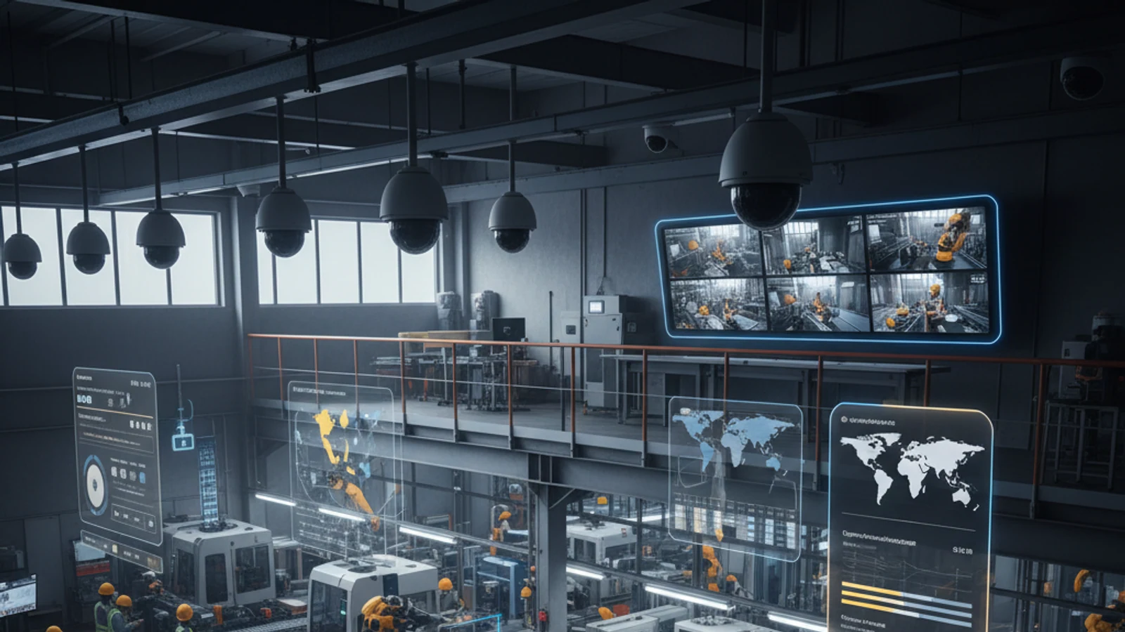 Cinematic manufacturing cloud surveillance visual for Migrate From Milestone XProtect to Cloud VMS Without Losing Control