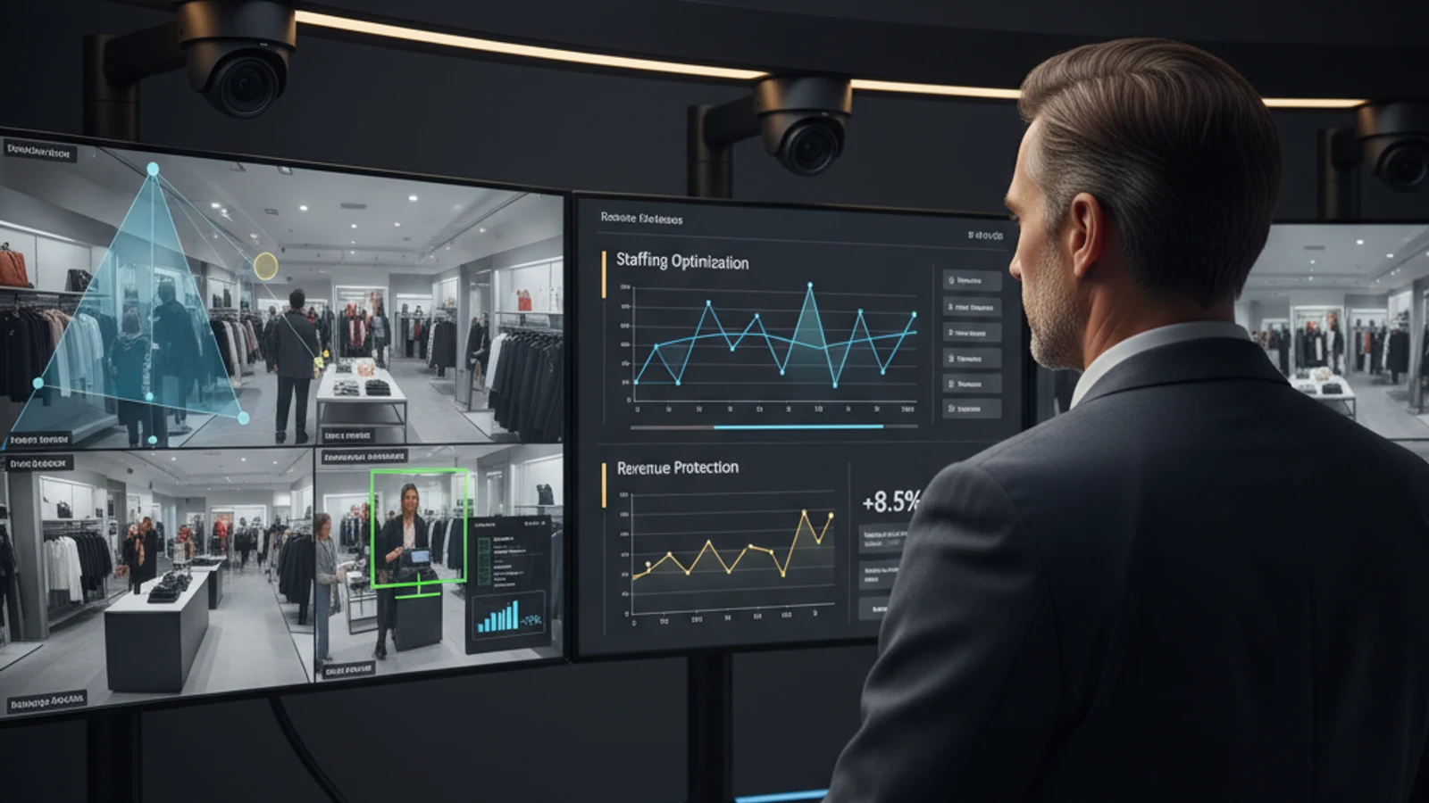 Cinematic retail cloud surveillance visual for About iFovea