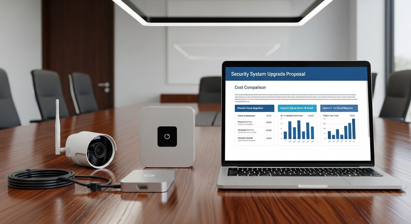 Conference room cost comparison between full camera replacement NVR replacement and cloud VMS migration
