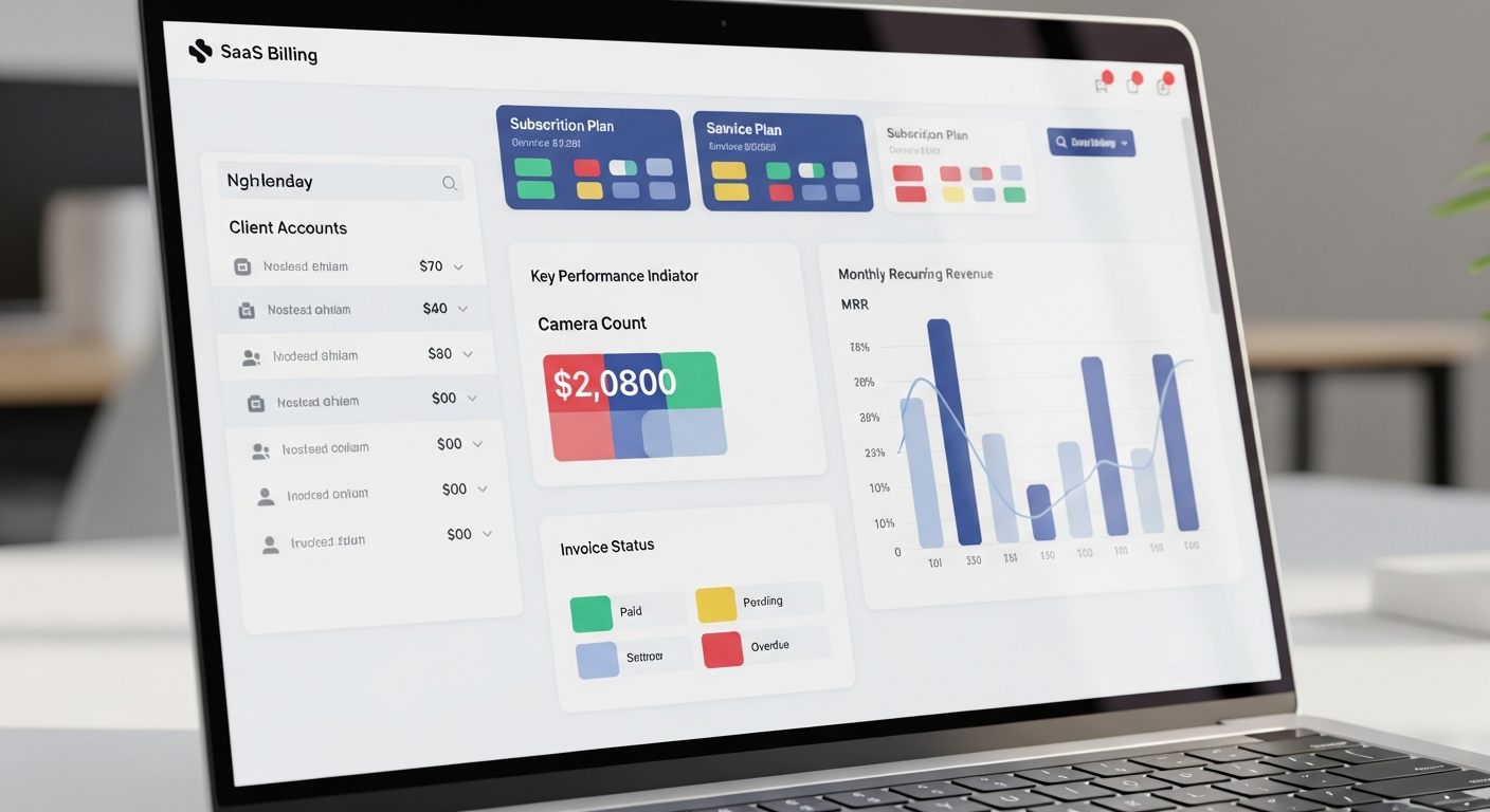 VSaaS Billing Module | Cloud VMS Recurring Revenue for Integrators 1 VSaaS billing module dashboard showing subscription plans and recurring revenue for integrators