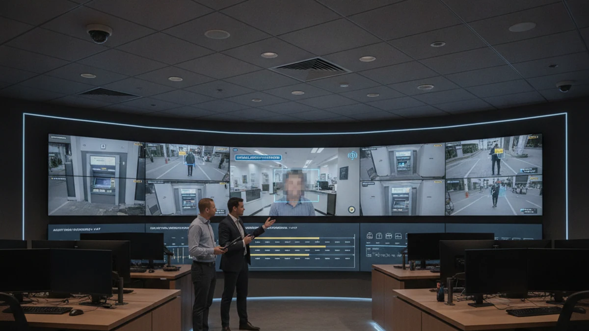 Operational banking and financial services video intelligence visual for NVR Replacement ROI Calculator: Cloud VMS vs On-Premise Cost